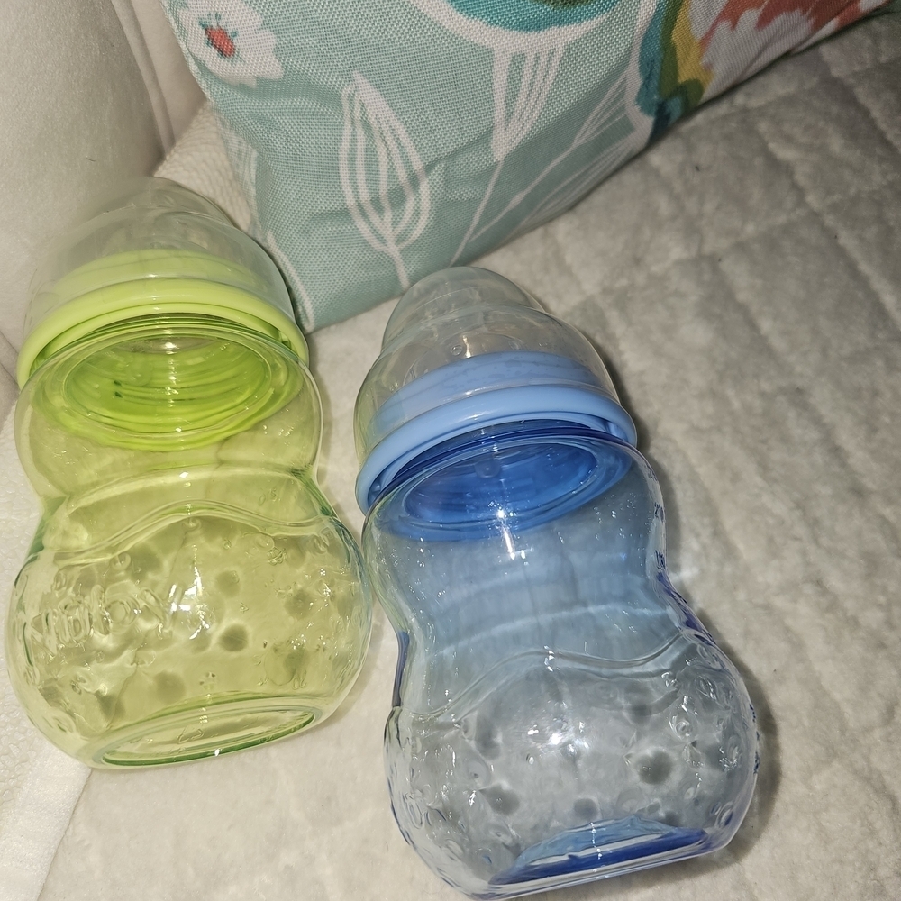 Baby Feeding Bottle Set - Green and Blue 8oz Wide Neck Bottles - Picture 4 of 6